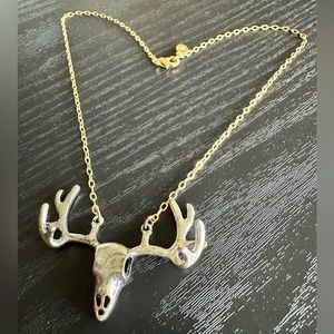 🦌”Oh Deer” Silver Witchy Stag/Deer Skull & Antlers Necklace By Jami Rodriguez